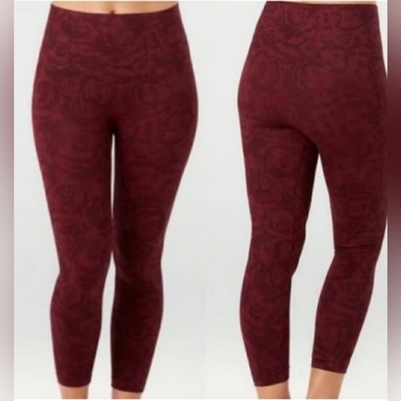 Spanx Look at Me Now Rose Burgundy Leggings Women's Sz 1X - Picture 1 of 7